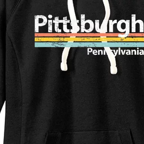 Pittsburgh Pennsyvania Worn Design Retro Stripes Classic Women's Fleece Hoodie