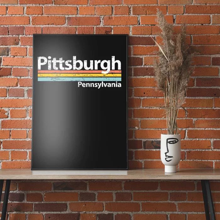 Pittsburgh Pennsyvania Worn Design Retro Stripes Classic Poster