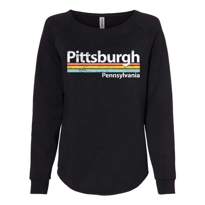 Pittsburgh Pennsyvania Worn Design Retro Stripes Classic Womens California Wash Sweatshirt