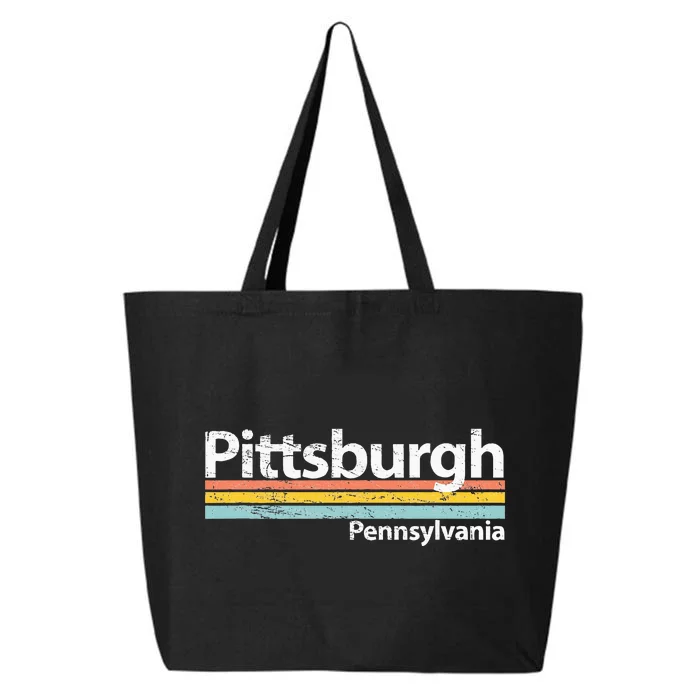 Pittsburgh Pennsyvania Worn Design Retro Stripes Classic 25L Jumbo Tote