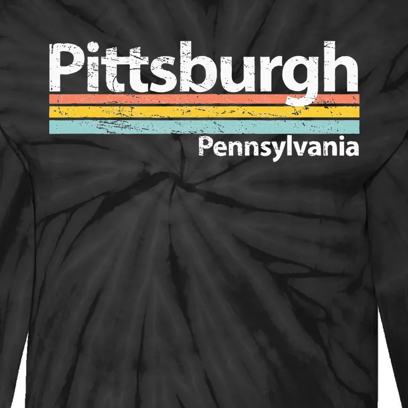 Pittsburgh Pennsyvania Worn Design Retro Stripes Classic Tie-Dye Long Sleeve Shirt