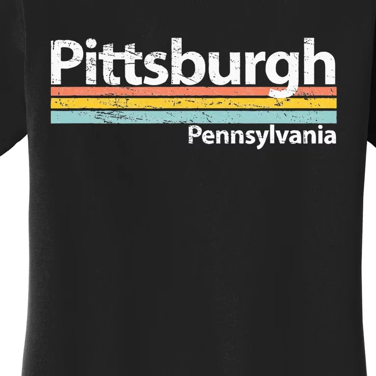 Pittsburgh Pennsyvania Worn Design Retro Stripes Classic Women's T-Shirt