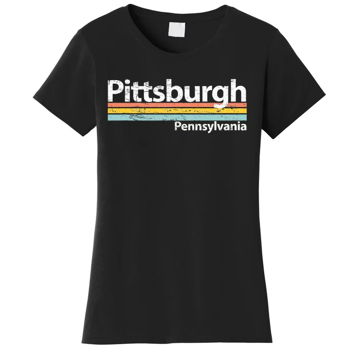 Pittsburgh Pennsyvania Worn Design Retro Stripes Classic Women's T-Shirt