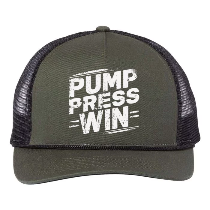 Pump Press Win Motivational Arm Wrestling Armwrestling Retro Rope Trucker Hat Cap