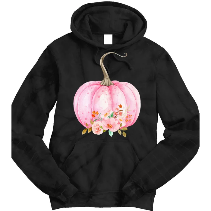 Pink Pumpkin Watercolor Pumpkin Sublimation Thanksgiving Tie Dye Hoodie