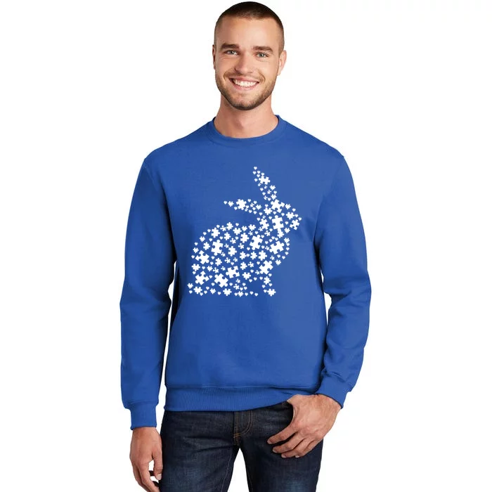 Puzzle Piece With Easter Eggs Autism Awareness Easter Funny Gift Tall Sweatshirt