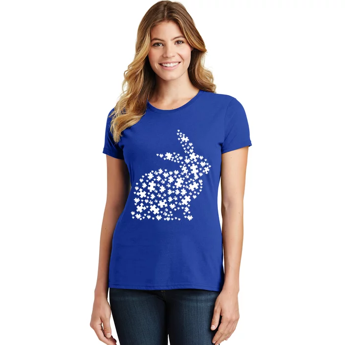 Puzzle Piece With Easter Eggs Autism Awareness Easter Funny Gift Women's T-Shirt