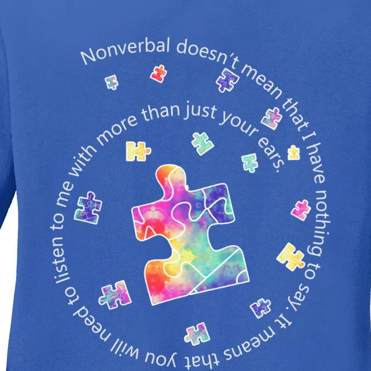 Puzzle Piece Wording Gift Autism Awareness Gift Ladies Long Sleeve Shirt