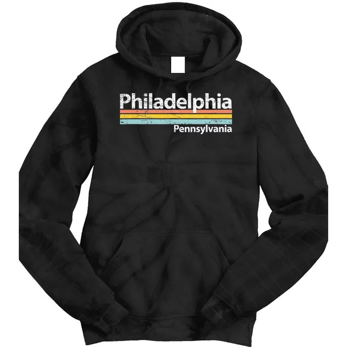 Philadelphia Pennsylvania Worn Design Retro Stripes Tie Dye Hoodie