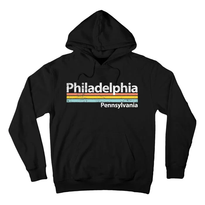 Philadelphia Pennsylvania Worn Design Retro Stripes Tall Hoodie