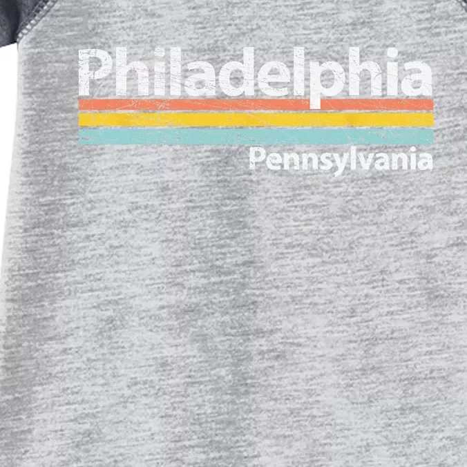 Philadelphia Pennsylvania Worn Design Retro Stripes Infant Baby Jersey Bodysuit