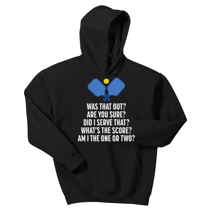 Pickleball Questions 1 Or 2 Who Served Funny Pickleball Kids Hoodie