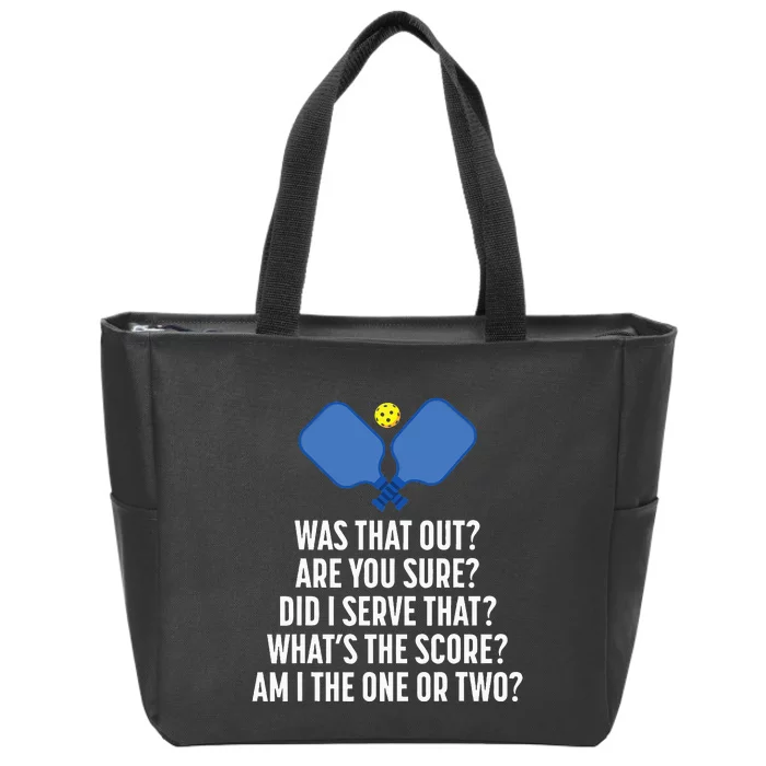 Pickleball Questions 1 Or 2 Who Served Funny Pickleball Zip Tote Bag