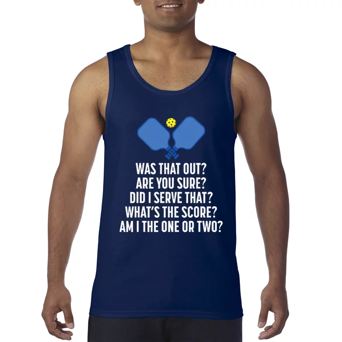 Pickleball Questions 1 Or 2 Who Served Funny Pickleball Tank Top