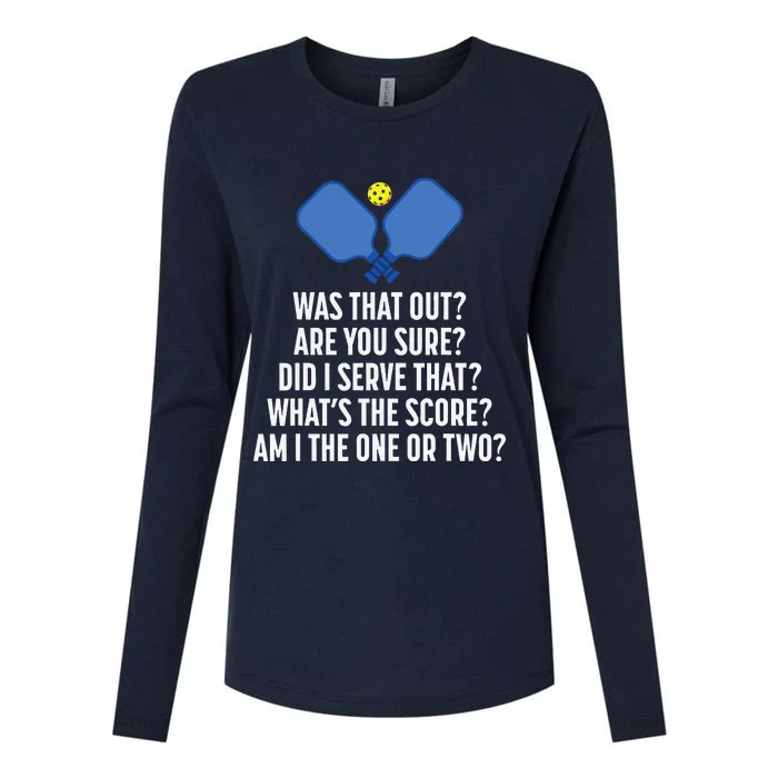 Pickleball Questions 1 Or 2 Who Served Funny Pickleball Womens Cotton Relaxed Long Sleeve T-Shirt