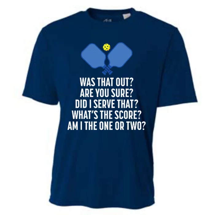 Pickleball Questions 1 Or 2 Who Served Funny Pickleball Cooling Performance Crew T-Shirt