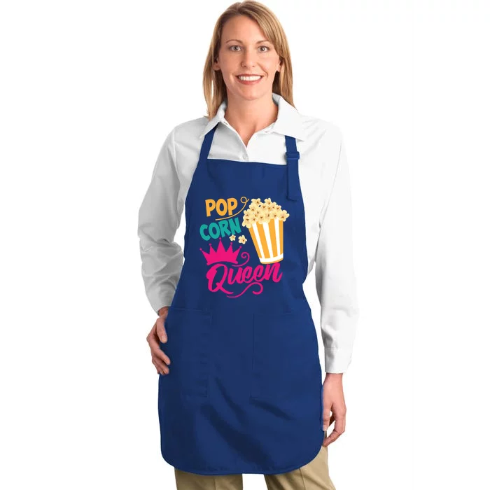 Popcorn Queen Cool Tasty Movie Snack Food Funny Gift Funny Gift Full-Length Apron With Pocket