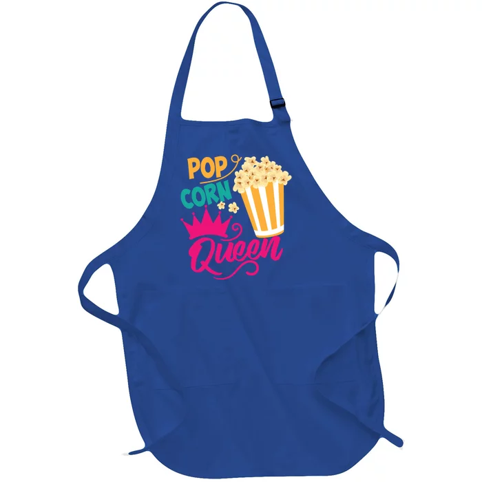 Popcorn Queen Cool Tasty Movie Snack Food Funny Gift Funny Gift Full-Length Apron With Pocket