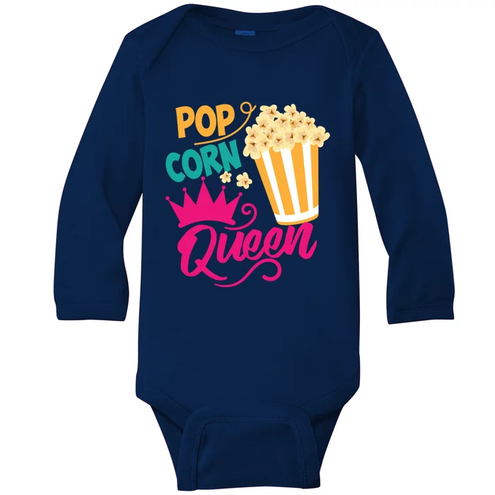 Popcorn Queen Cool Tasty Movie Snack Food Funny Gift Funny Gift Baby Long Sleeve Bodysuit