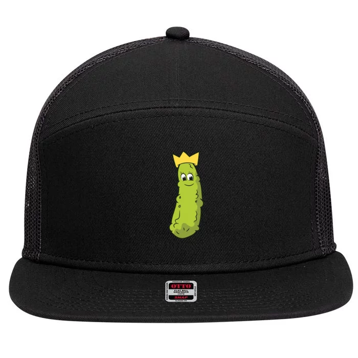 Pickle Queen Funny Cucumber Pickle Girl 7 Panel Mesh Trucker Snapback Hat