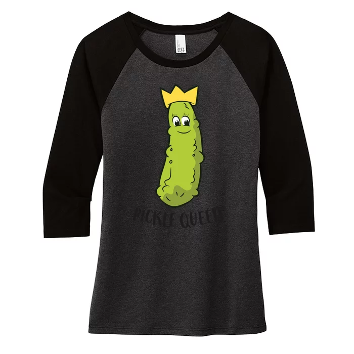 Pickle Queen Funny Cucumber Pickle Girl Women's Tri-Blend 3/4-Sleeve Raglan Shirt