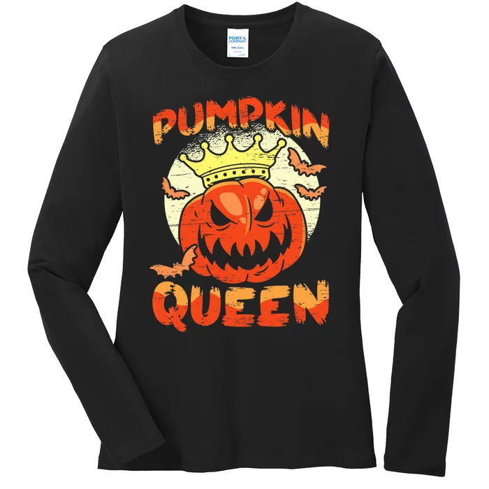 Pumpkin Queen Funny Happy Halloween Ladies Long Sleeve Shirt