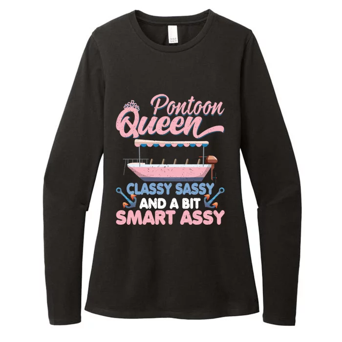 Pontoon Queen Gift For Pontoon Boating Mom Lover Cute Gift Womens CVC Long Sleeve Shirt