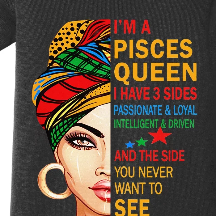 pisces queen I have 3 sides birthday gift zodiac pisces Baby Bodysuit