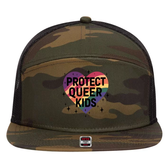 Protect Queer Lgbt Pride Month 7 Panel Mesh Trucker Snapback Hat