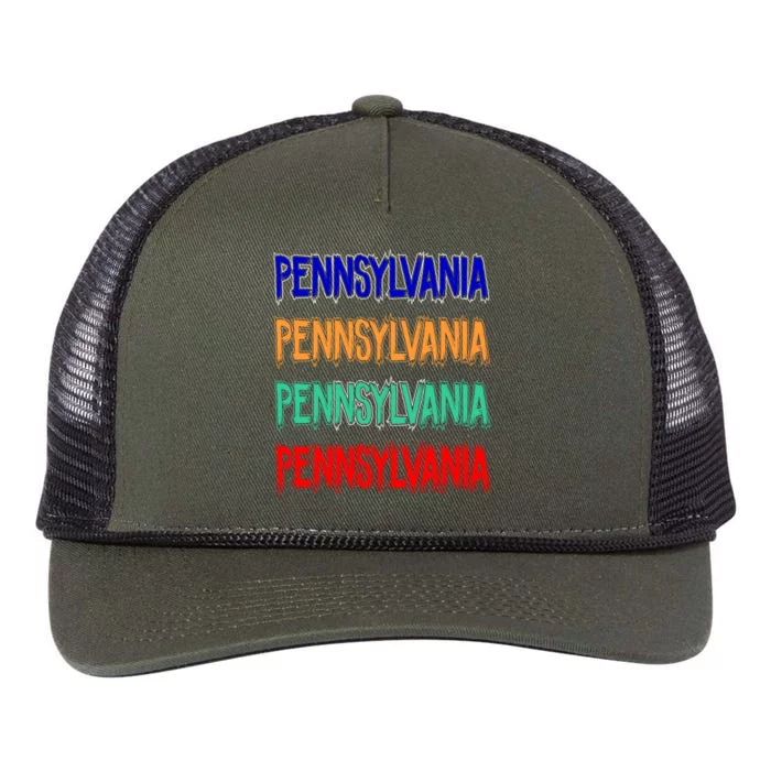 Pennsylvania Quad Logo Retro Rope Trucker Hat Cap