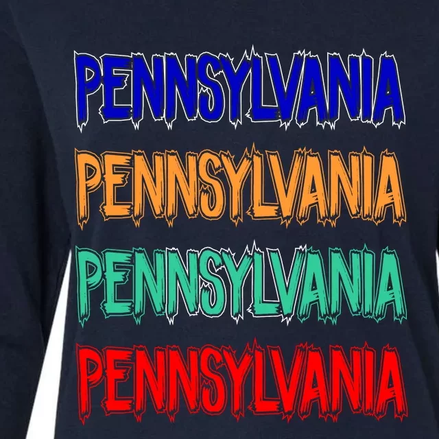 Pennsylvania Quad Logo Womens Cotton Relaxed Long Sleeve T-Shirt