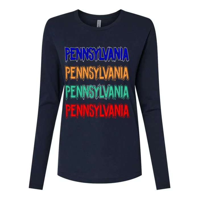 Pennsylvania Quad Logo Womens Cotton Relaxed Long Sleeve T-Shirt