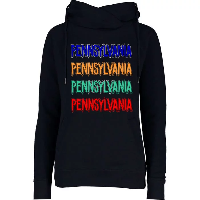 Pennsylvania Quad Logo Womens Funnel Neck Pullover Hood