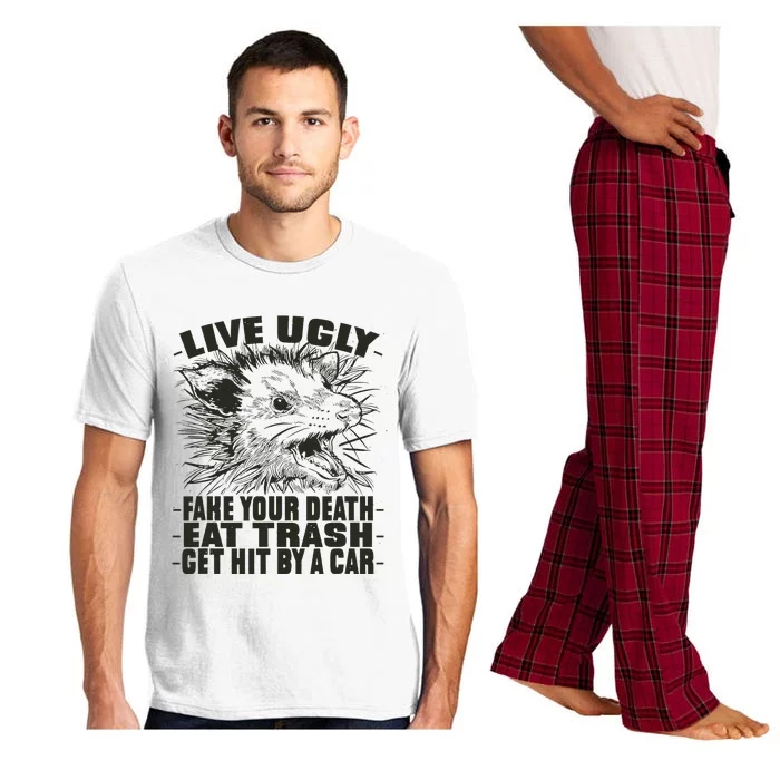 Possum Quote Live Ugly Eat Trash Funny Cursed Pajama Set