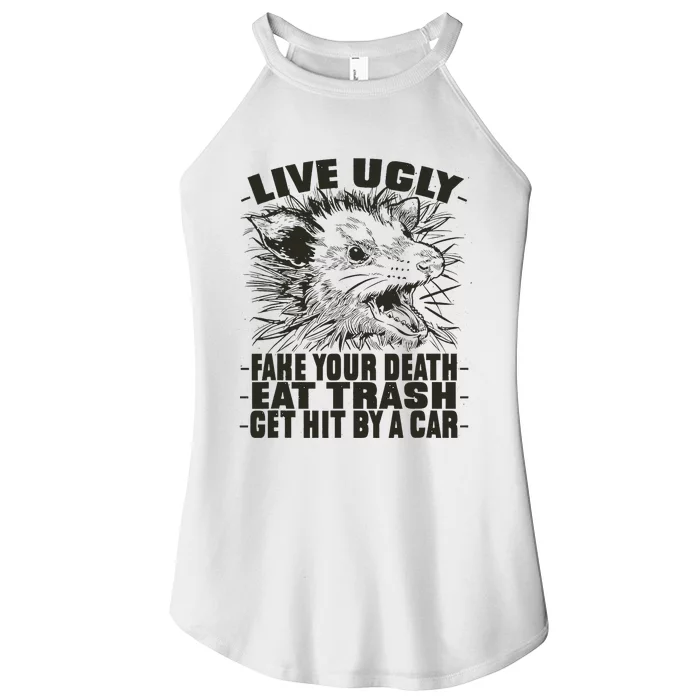 Possum Quote Live Ugly Eat Trash Funny Cursed Women’s Perfect Tri Rocker Tank