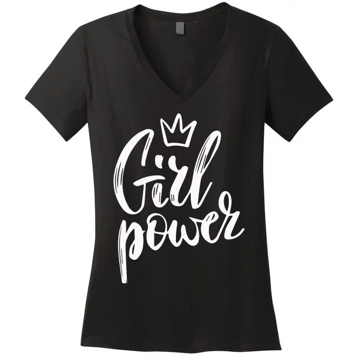 Power Queen! Strong Feminist Gift Birthday Present Women's V-Neck T-Shirt