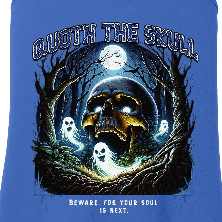 Poets Quoth The Skull Beware Halloween Ladies Essential Tank