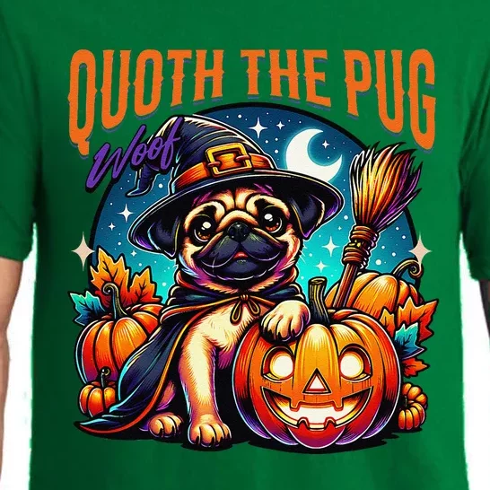 Poets Quoth The Pug Woof Halloween Dog Lovers Pajama Set