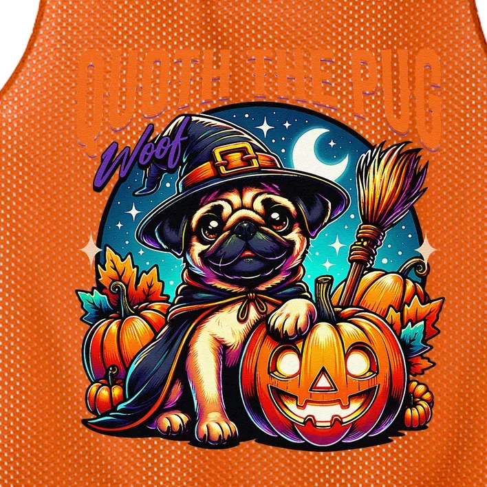 Poets Quoth The Pug Woof Halloween Dog Lovers Mesh Reversible Basketball Jersey Tank