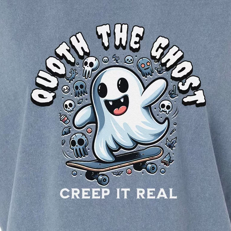 Poets Quoth The Ghost Creep It Real Halloween Garment-Dyed Women's Muscle Tee