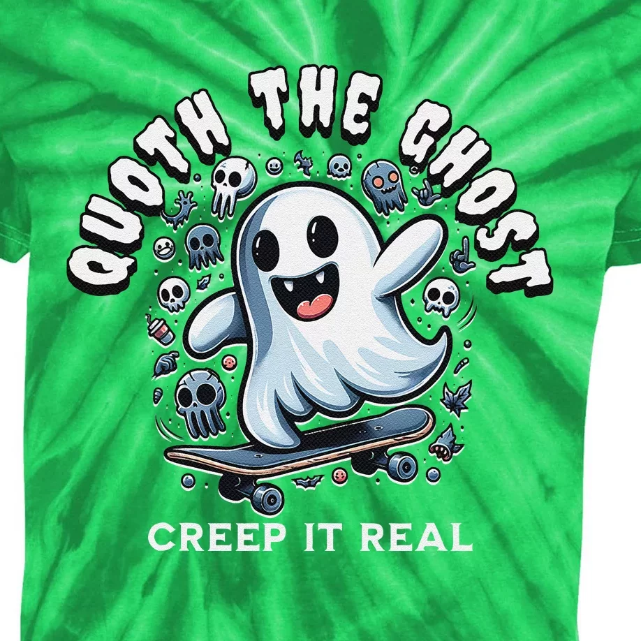 Poets Quoth The Ghost Creep It Real Halloween Kids Tie-Dye T-Shirt