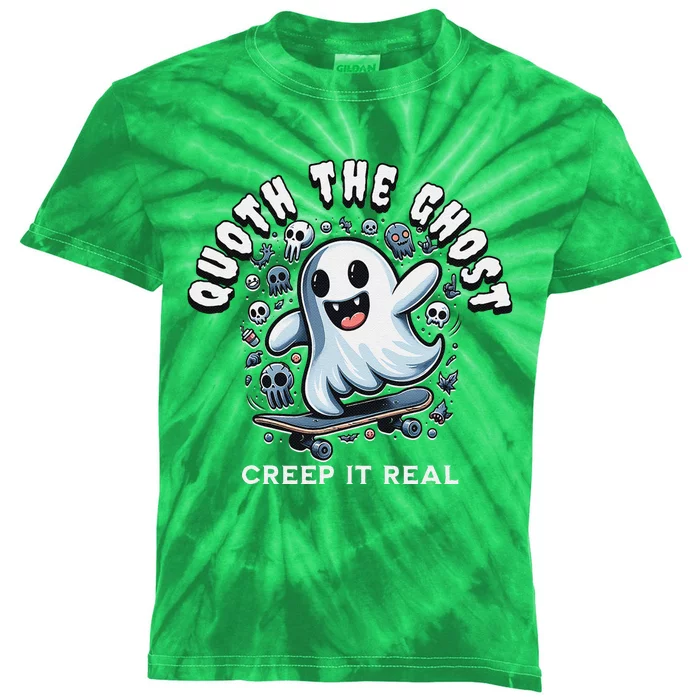 Poets Quoth The Ghost Creep It Real Halloween Kids Tie-Dye T-Shirt