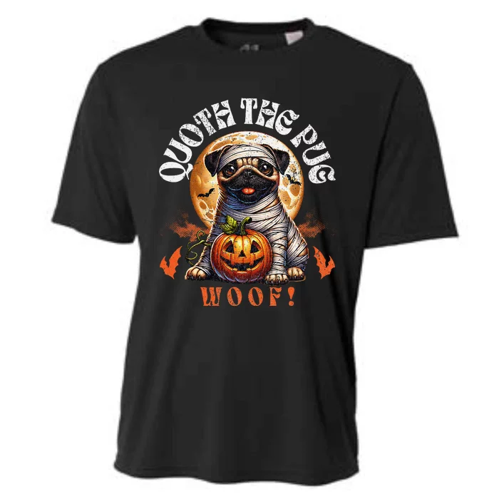 Poets Quoth The Pug Woof Halloween Dog Lovers Cooling Performance Crew T-Shirt