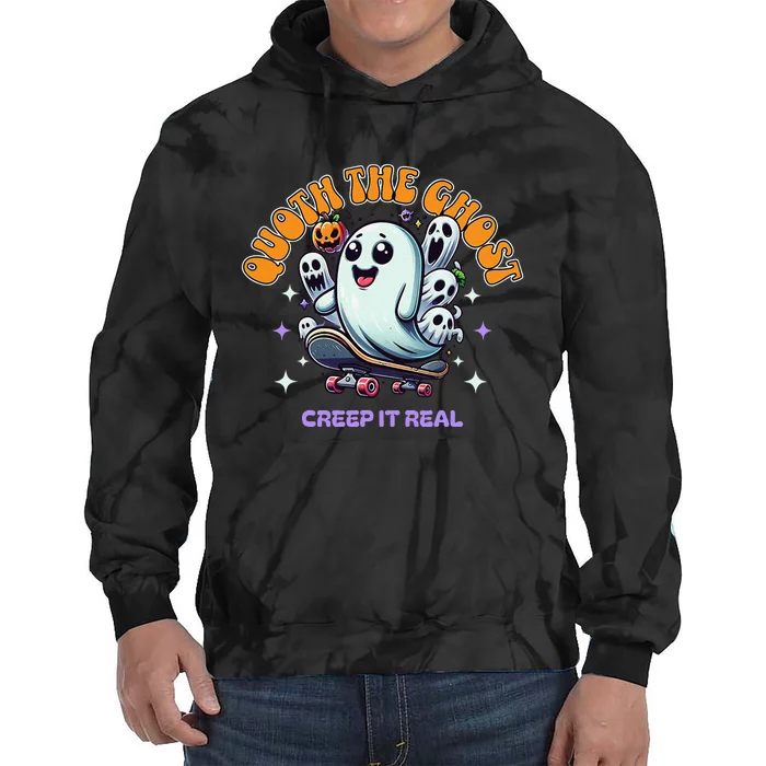 Poets Quoth The Ghost Creep It Real Halloween Tie Dye Hoodie