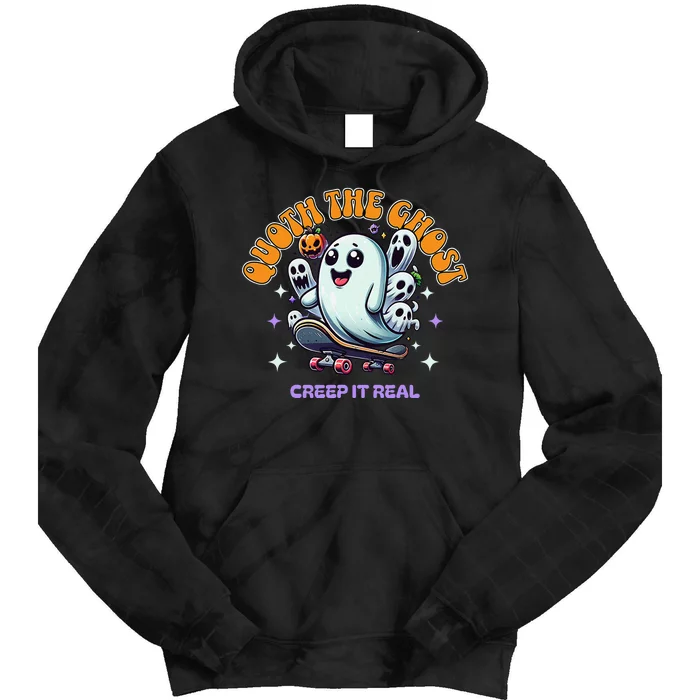 Poets Quoth The Ghost Creep It Real Halloween Tie Dye Hoodie