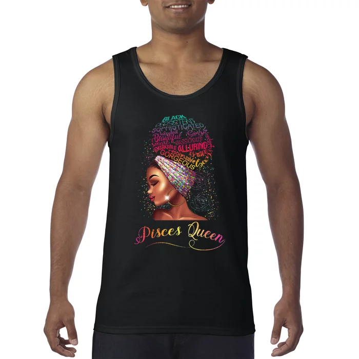 Pisces Queen Wo February March Zodiac Melanin Birthday Tank Top