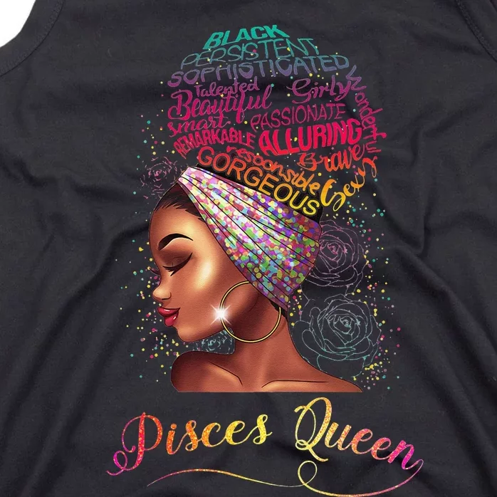 Pisces Queen Wo February March Zodiac Melanin Birthday Tank Top