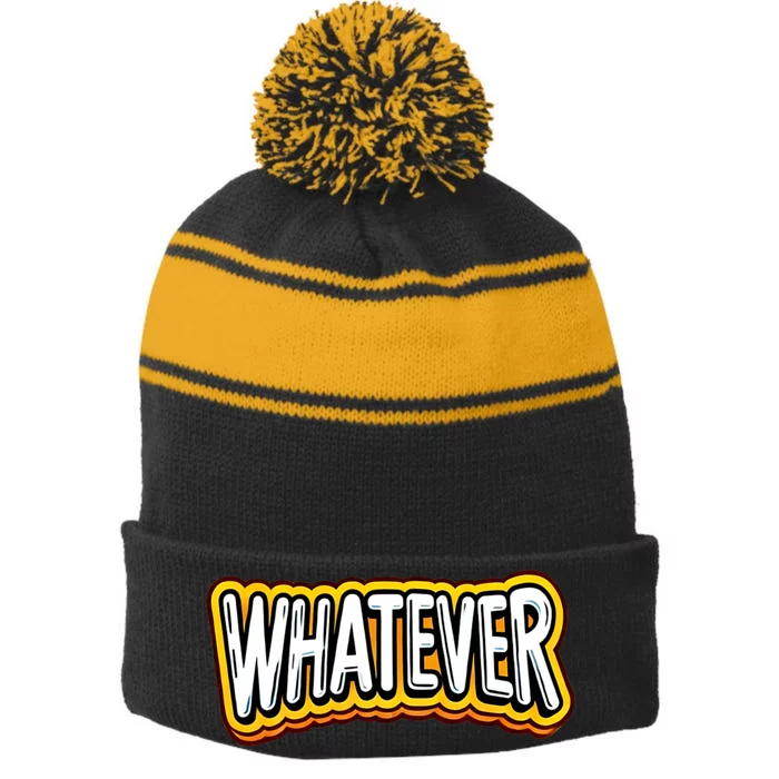 Playful Quirky Whatever Stripe Pom Pom Beanie