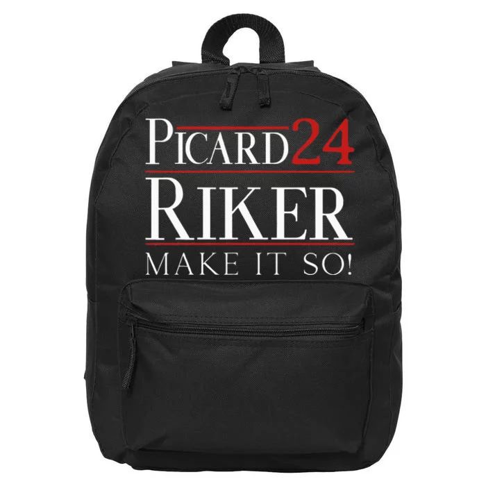 Picard Riker 24 Make It So For President 2024 16 in Basic Backpack