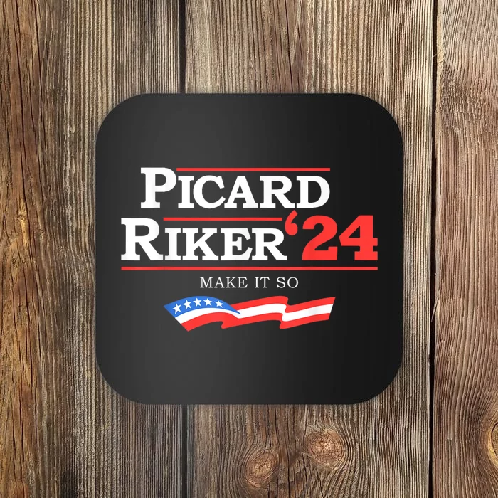 Picard Riker 2024 Make It So American Flag Funny Political Coaster